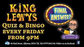 King Lewys Quiz and Bingo Night