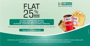 Flat 25% Instant Discount! Offer Valid Once Per Card Per Month. Maximum Discount Upto Rs.150 by Using Idbi Bank Debit And Credt Card - by Inox Cinemas