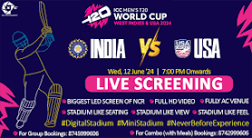 Screening of India vs USA match of ICC T20WC 2024 on GIANT SCREEN