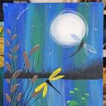 Dragonfly over Moonlight Painting