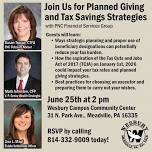 Join us June 25th for Planned Giving and Tax Savings Strategies