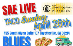 FayettevilleTaco Sunday Blues Open Jam Town Square Playhouse! Taco food truck! Musicians Welcome!