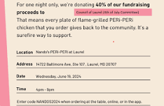 Laurel 4th of July Committee FUNdraiser w/Nando's Peri-Peri at Towne Centre at Laurel