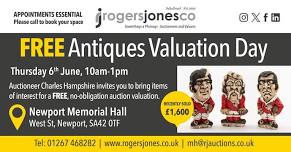 FREE Antiques Valuation Day - Newport Memorial Hall, Pembrokeshire