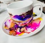 Sunny Coast Tea Cup and Saucer Set with Alcohol Inks Workshop