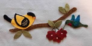 05/09/24 (Thurs: 1 - 4 PM) - Wool Embroidery Class: Feathered Friends w/ Beverly Filkins