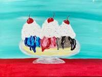 Paint “Sundae Surprise” together and enjoy an ice cream sundae after class