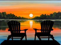 Paint Nite: Muskoka Chairs On The Dock at Sunset