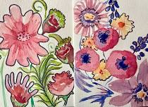 Simple Stroke flowers watercolor notes