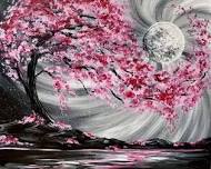 Moonlit Cherry Blossom River