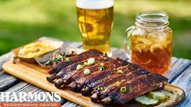 SUMMER BBQ RIBS AND HARMONS LABEL BEER