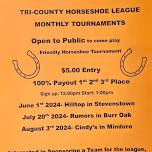 Horseshoe Tournament ---Open to the Public hosted by Tri-County Horseshoe LEAGUE