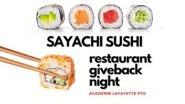 Restaurant Giveback Night at Sayachi