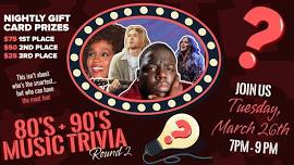 80's + 90's Music Themed Trivia Round 2