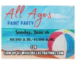 All Ages Paint Party, Beach Scene