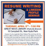 Resume Writing and LinkedIn Profile Seminar at the Great Neck Library