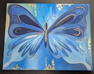 Butterfly Acrylic Painting with Gold Leaf