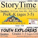 Tuesday Morning: Story-Time and Youth-Explorers 10-11am