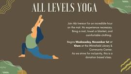 All Levels Yoga Every Wednesday