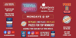 Trivia Night | Applebee's Grill + Bar - Collins Rd Cedar Rapids IA - MON 6p