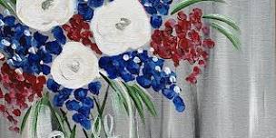 Red White and Blue Bouquet Paint Party