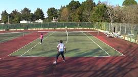 Doubles matches at a hard court in Ninomiya park A, Tsukuba