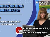 Networking Breakfast, Plus: Rhonda has the deets to be tax advantageous!