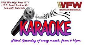 Karaoke Night! Third Saturday of each month, 6-10pm