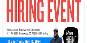 Hiring Event - Juvenile Correctional Officer - Ron Jackson State School