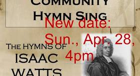 RCCO Community Hymn Sing - Sun., Apr. 28, 2024 - 4pm