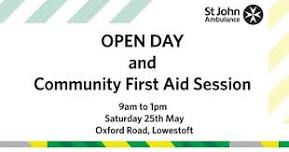 St John Ambulance Open Day and Community First Aid session