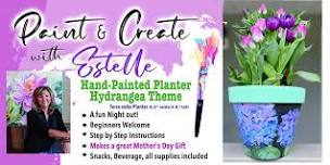 Paint & Create with Estelle - Painted Planter Hyndrangea theme