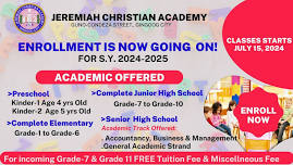 New Student Enrollment at Jeremiah Christian Academy