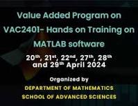 Value Added Program on VAC2401- Hands on Training on MATLAB software