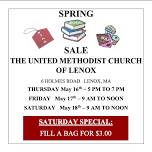 Tag/Bake/Book Sale at United Methodist Church of Lenox