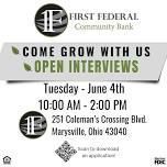 Open Interviews at First Federal Community Bank