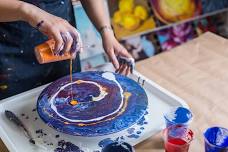 Liquid acrylic painting workshop - fluid art