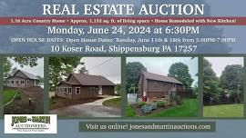 Public Real Estate Auction: 10 Koser Road, Shippensburg PA 17257!