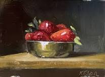 Karen Chan Art: Strawberries in a Brass Bowl