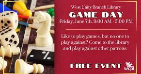 Game Day: West Unity Branch Library