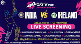 Screening of India vs Ireland match of ICC T20WC 2024 on GIANT SCREEN