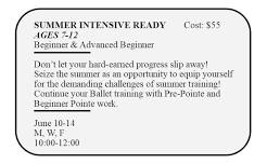 SUMMER INTENSIVE READY – Ages 7-12