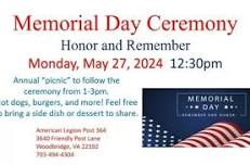 Memorial Day Ceremony at American Legion Post 364