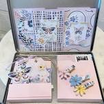 Subscription Box #3, session #3 Notecards, Tags with Tin Holder & mini Notepad