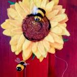 Needle felted Sunflower and Bees