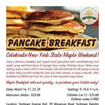 Pancake Breakfast NYS Maple Syrup Weekends