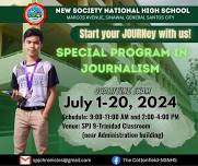 ENROLL NOW! New Society National High School - Special Program in Journalism (SPJ)