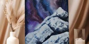 Paint your own Textured Snowy Mountain Galaxy Landscape workshop