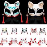 Anime Fox Mask Cosplay Costume Party Prop Hand-painted Japanese Half Face Cat Mask Masquerade Festival Ball Kabuki Kitsune Masks