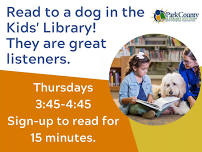 Read to a dog in the Kids Library!